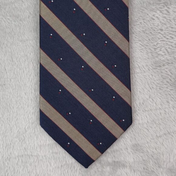 Vintage London Fog Mens Neck Tie 54"L Blue Striped Necktie Made in USA - Picture 4 of 9